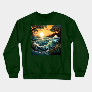 Waves ocean sunset 3 Crewneck Sweatshirt